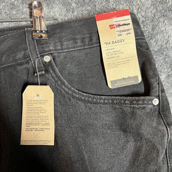 Levis 94 Baggy Jeans Womens 20W Black Mid Rise Loose Straight Leg Baggy Ladies - Picture 7 of 14